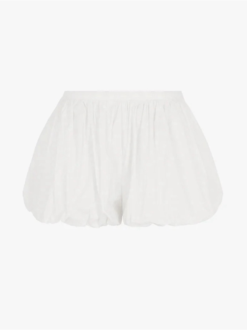 Women's White Balloon Bermuda Shorts